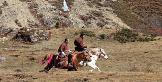 People of the valley participate in a horse race